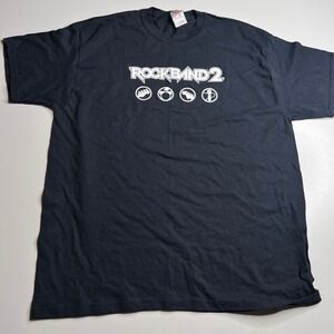 Rock Band 2 Video Game Promo T-Shirt Mens Large Fruit of the Loom Black Cotton
